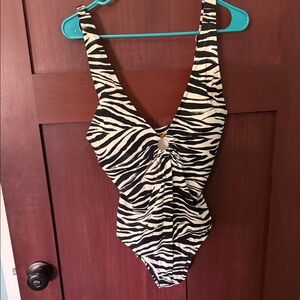 Jantzen Black and White Zebra One-Piece Swimsuit